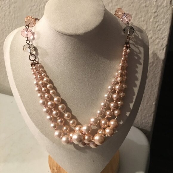 Faux Pearl Necklace Multiple Strands Gorgeous Dr21 - Picture 1 of 2